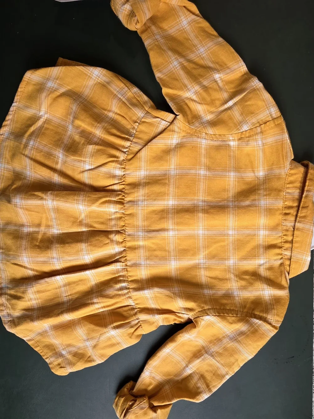 OshKosh B'gosh Girls' Mustard Plaid Long-Sleeve Peplum Top